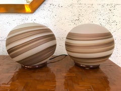 Pair of Lamps Opaline Murano Glass by VeArt, Italy, 1970s