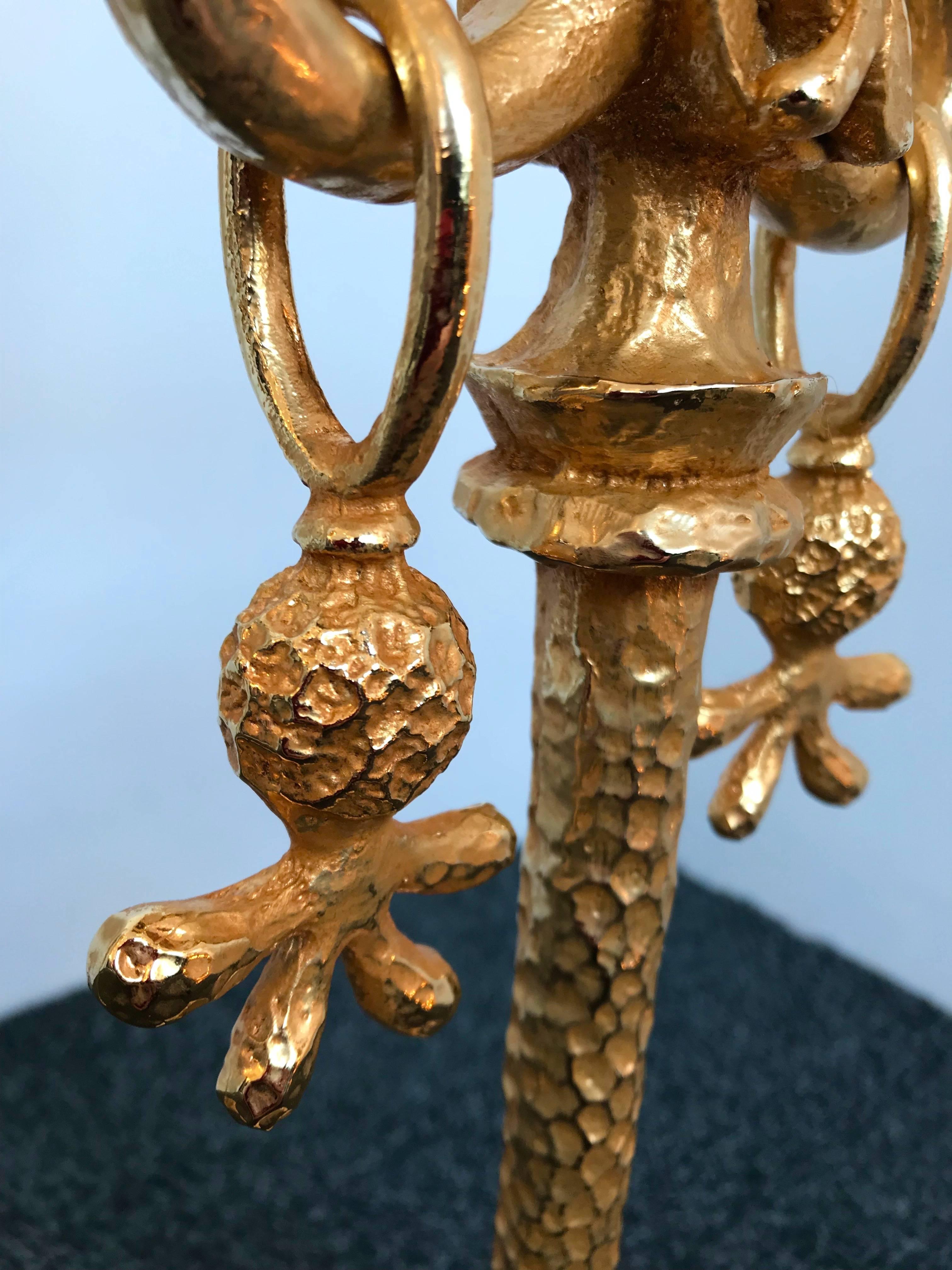 Pair of Bronze Lamps by Nicolas Dewael for Fondica, France, 1990s In Excellent Condition In SAINT-OUEN, FR