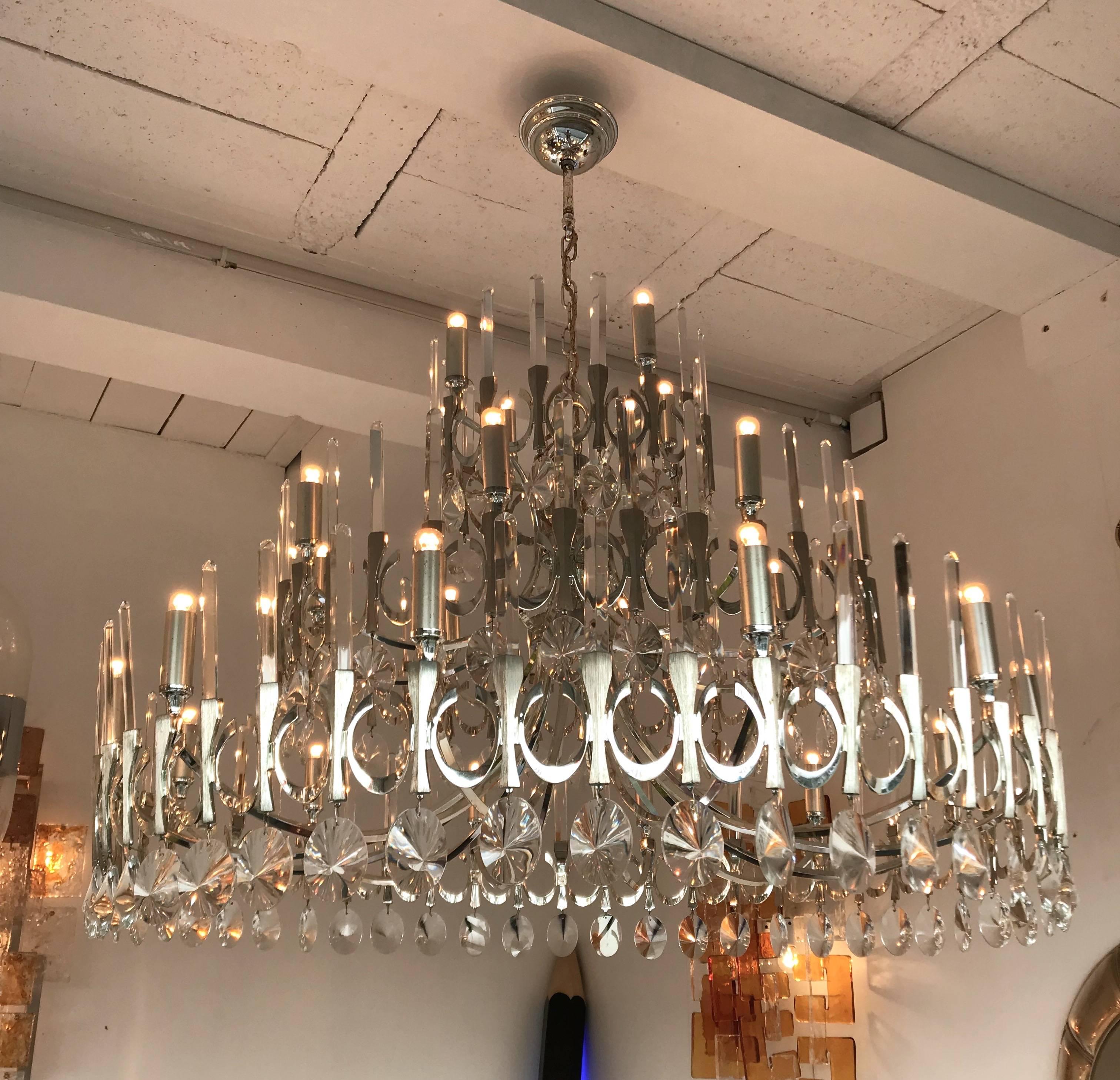 Chandelier Ovali by Sciolari, Italy, 1970s For Sale 2