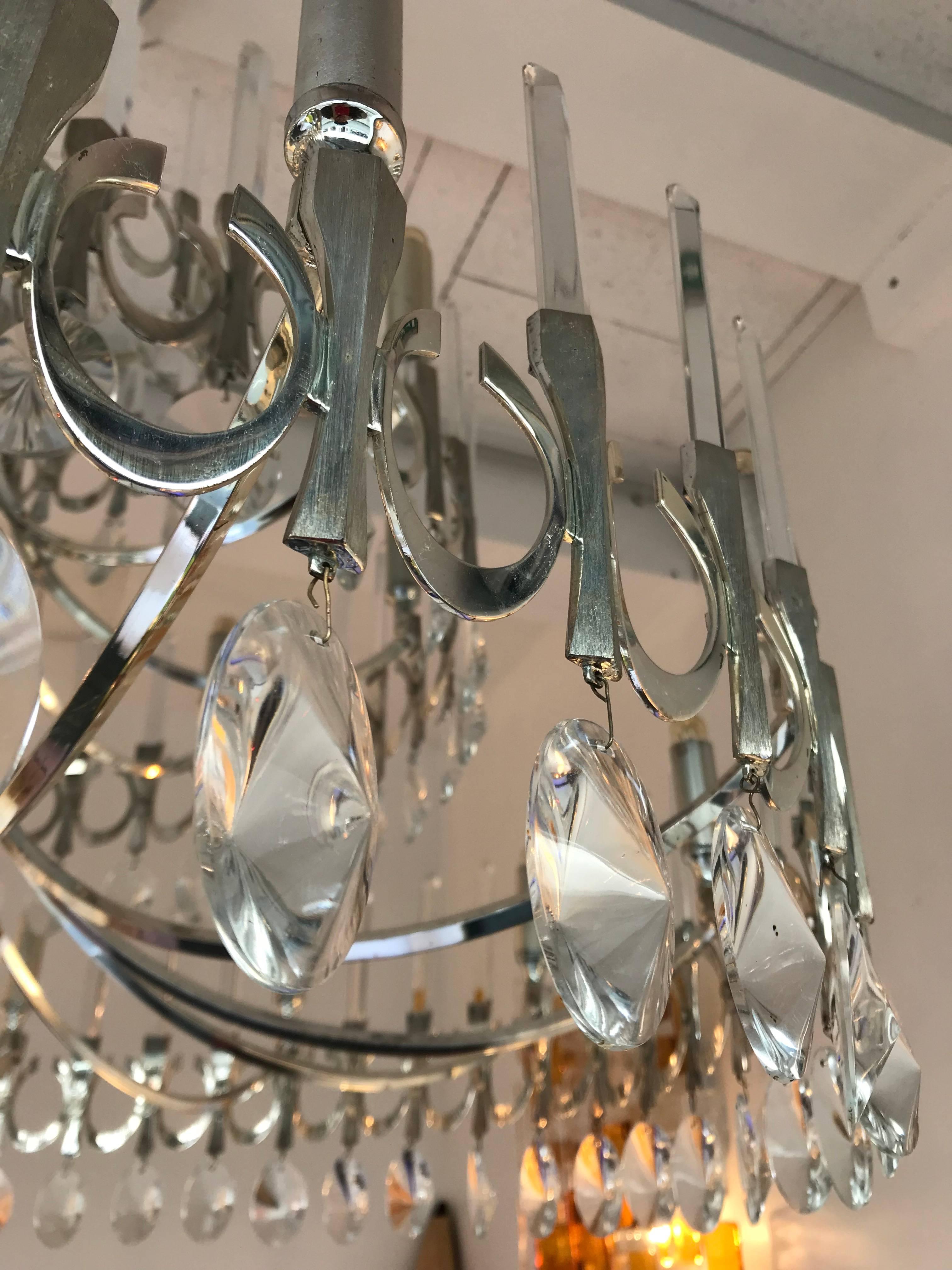 Late 20th Century Chandelier Ovali by Sciolari, Italy, 1970s For Sale