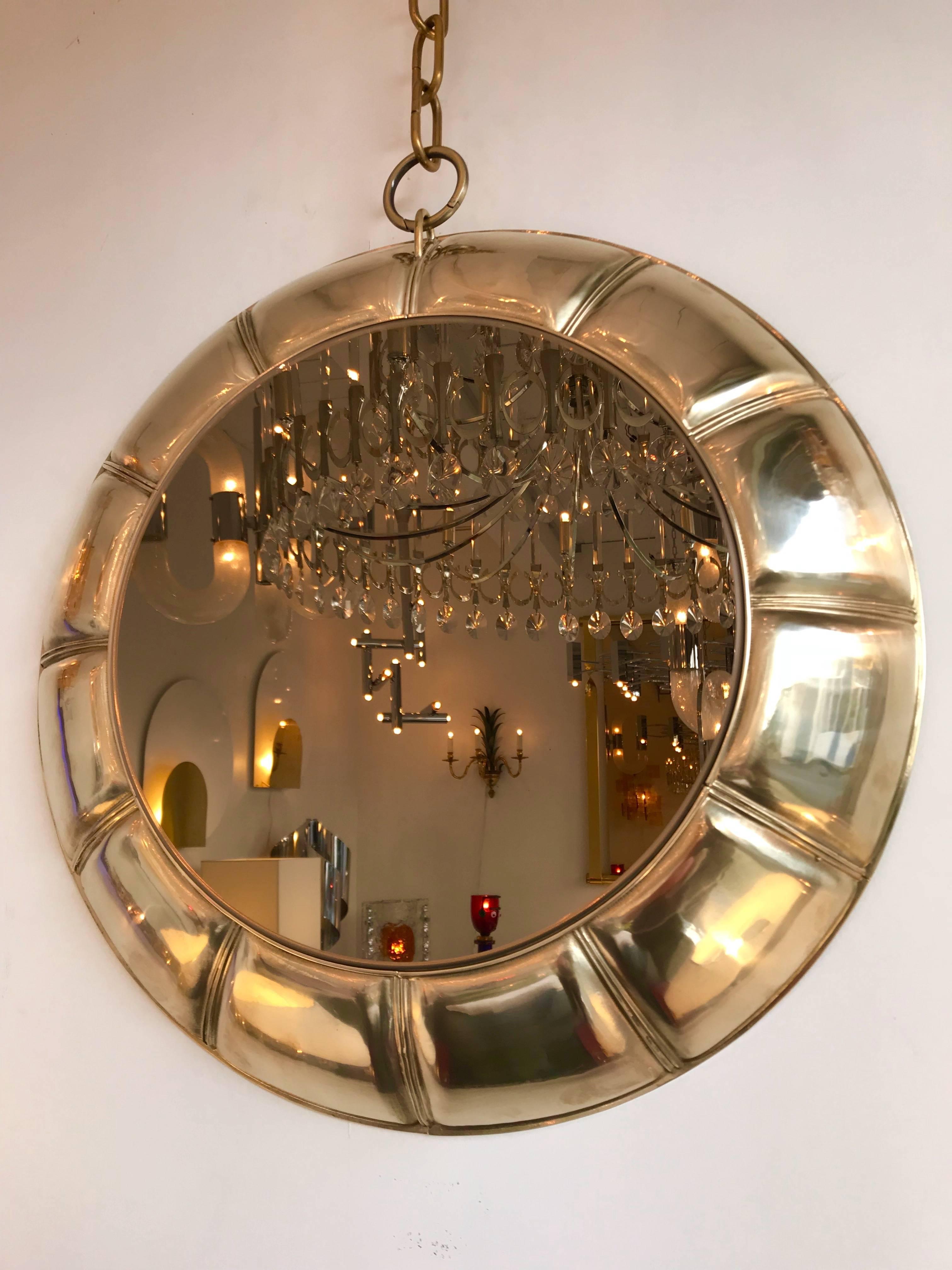 Contemporary Chain Brass Mirror, Italy In Excellent Condition For Sale In SAINT-OUEN, FR