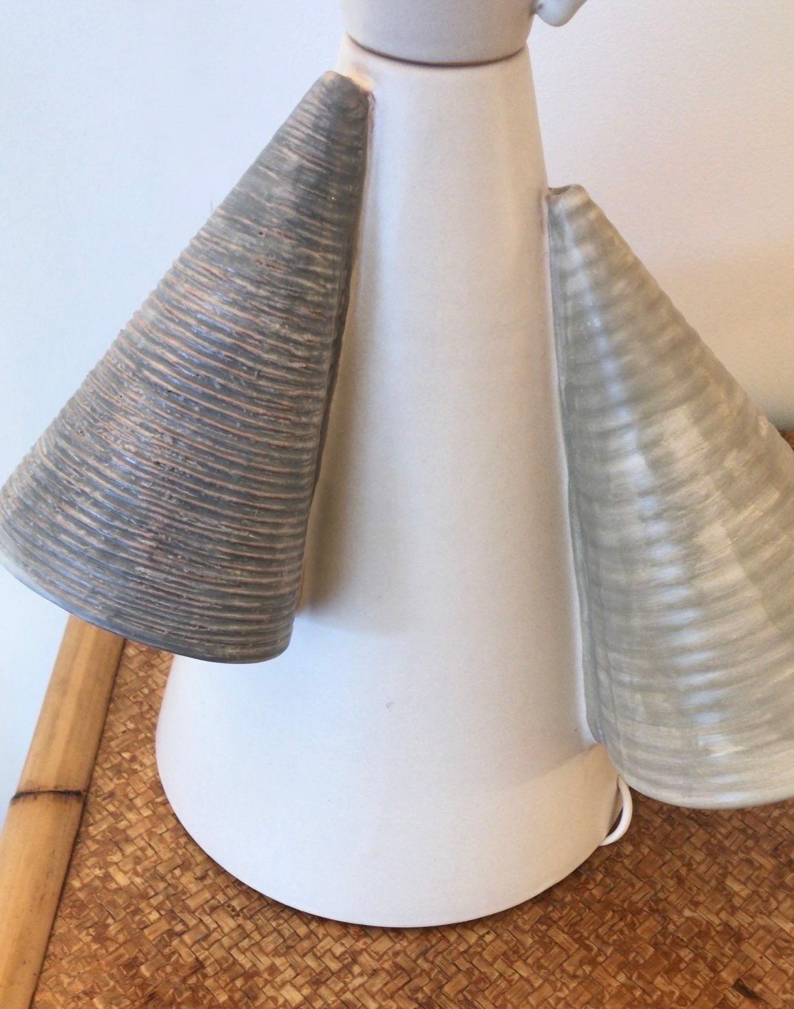 Contemporary Pair of Ceramic Cone Lamps by Antonio Cagianelli, Italy For Sale 2