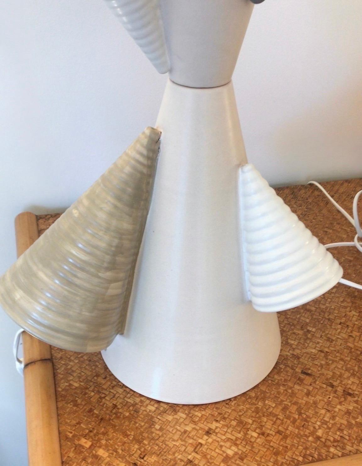 Contemporary Pair of Ceramic Cone Lamps by Antonio Cagianelli, Italy For Sale 3