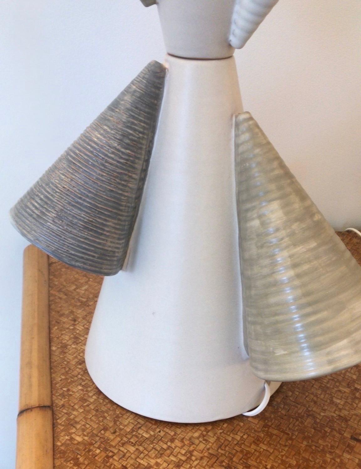 Contemporary Pair of Ceramic Cone Lamps by Antonio Cagianelli, Italy For Sale 5