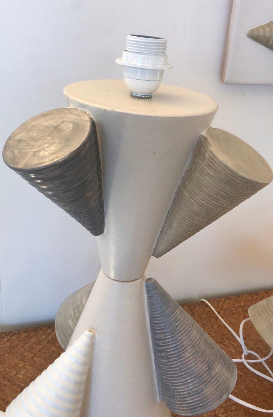 Contemporary Pair of Ceramic Cone Lamps by Antonio Cagianelli, Italy For Sale 6