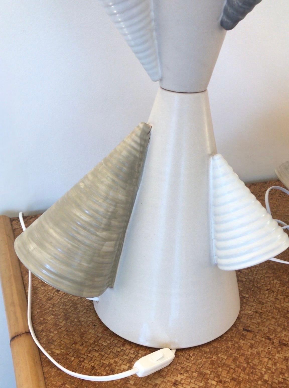 Contemporary Pair of Ceramic Cone Lamps by Antonio Cagianelli, Italy For Sale 7