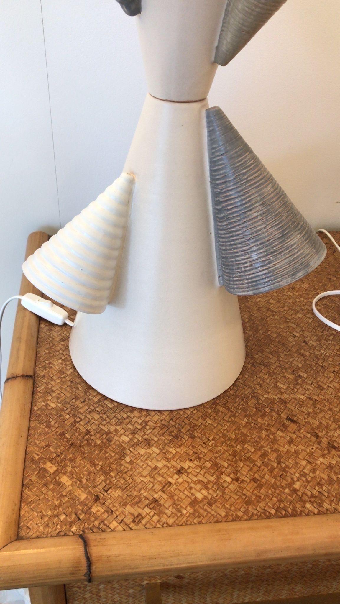 Contemporary Pair of Ceramic Cone Lamps by Antonio Cagianelli, Italy For Sale 8