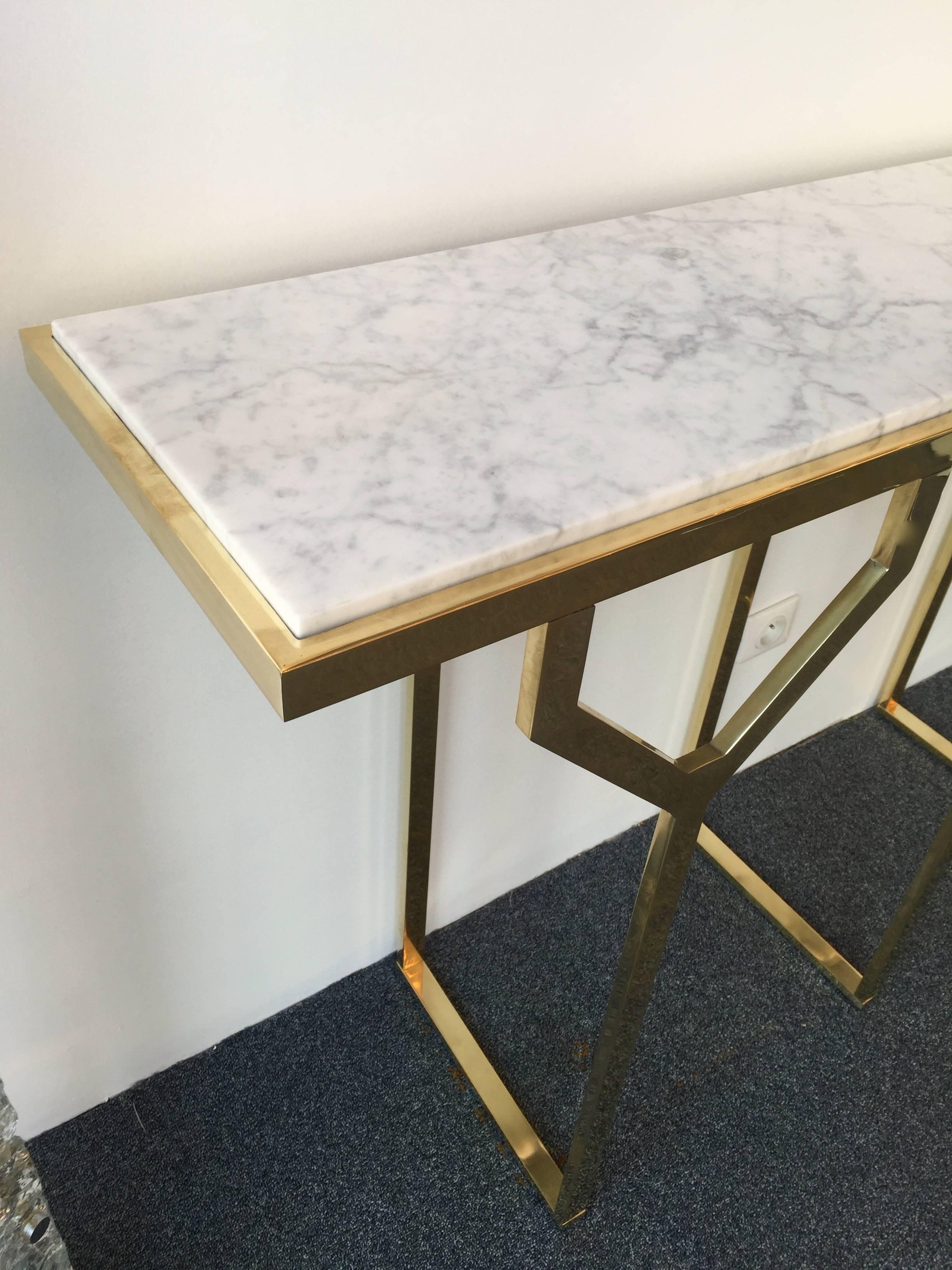 Contemporary Console Y Brass and Marble 2