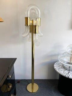 Brass Floor Lamp Murano Glass by Aldo Nason for Mazzega, Italy, 1970s