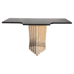 Console Travertine and Black Marble by Cattelan Italia. Italy, 1970s