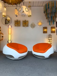 Pair of Fiberglass POD Armchairs by Mario Sabot, Italy, 1970s