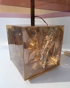 Pair of Lamps Pink Fractal Resin by Selenova, Italy, 1970s