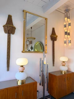 Coppia di lampade contemporanee con bulbi testurizzati in ottone e vetro di Murano, Italia