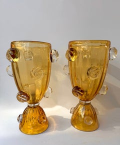 Pareja Contemporánea de Lámparas Macarrones Jarrón de Cristal de Murano, Italia