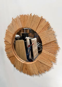 Rattan Sun Mirror by Vivai Del Sud. Italy, 1980s