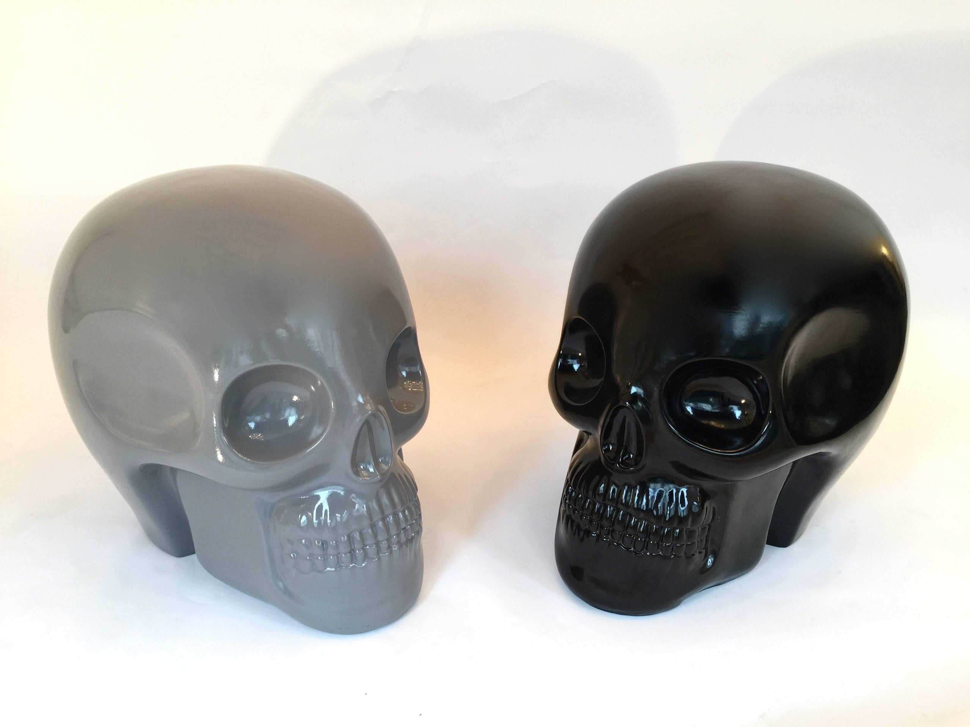 Stool Skull in Grey Ceramic by Antonio Cagianelli, Contemporary For Sale 4