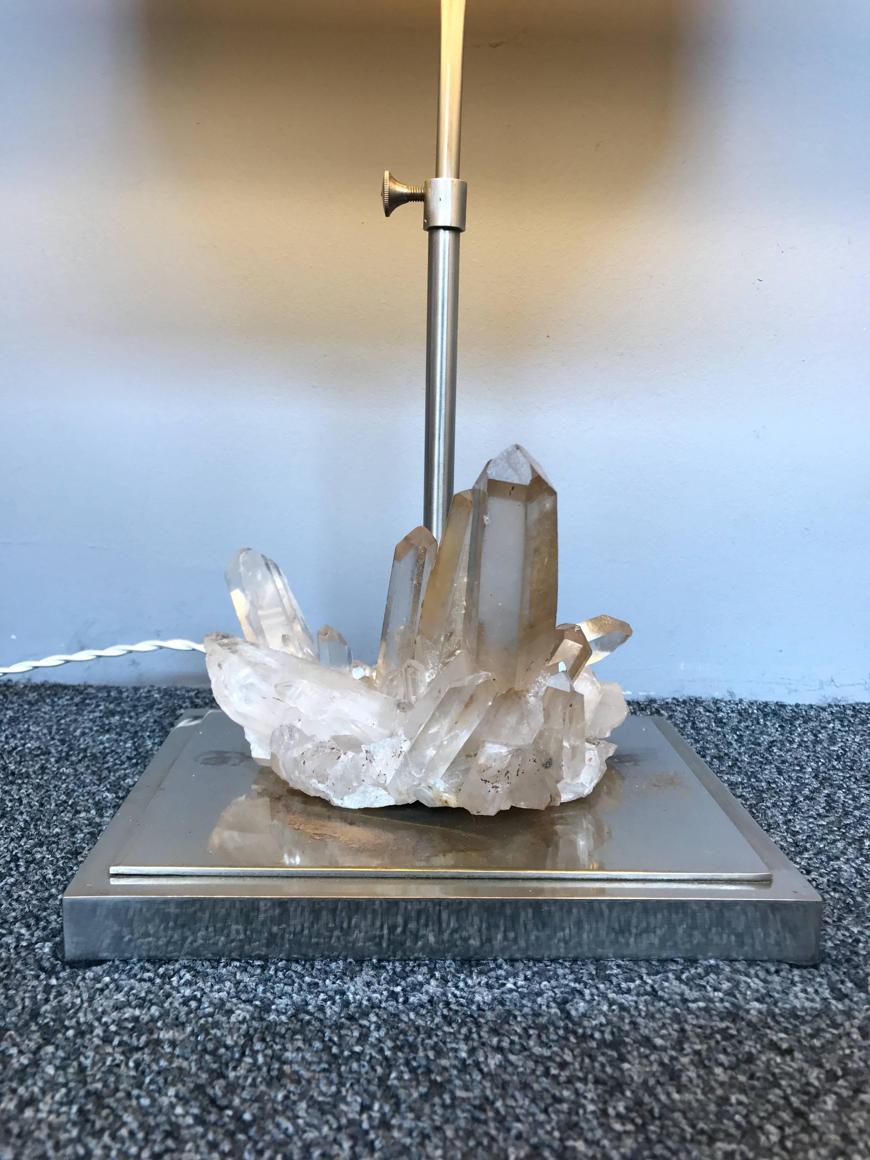 Pair of Rock Crystal Quartz Lamps, France, 1970s For Sale 1