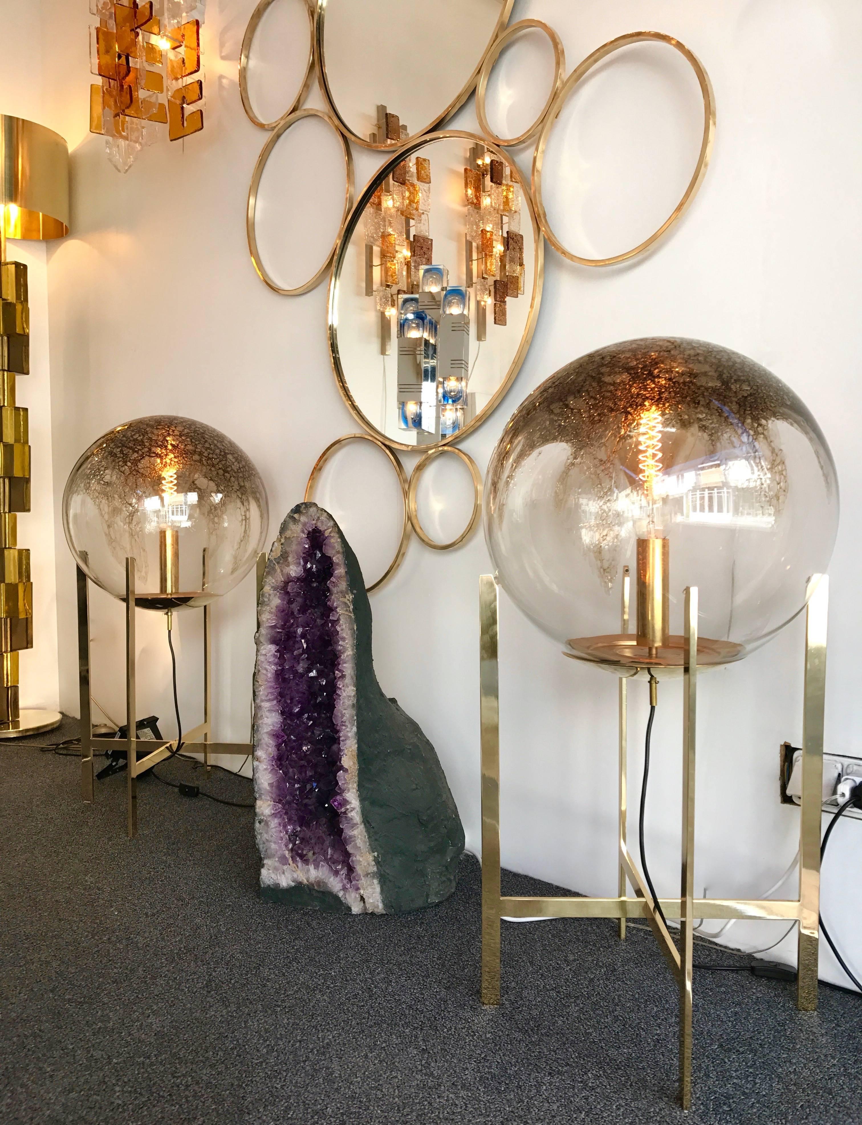 Brass Floor Lamps by La Murrina Murano Glass, Italy, 1990s In Excellent Condition For Sale In SAINT-OUEN, FR
