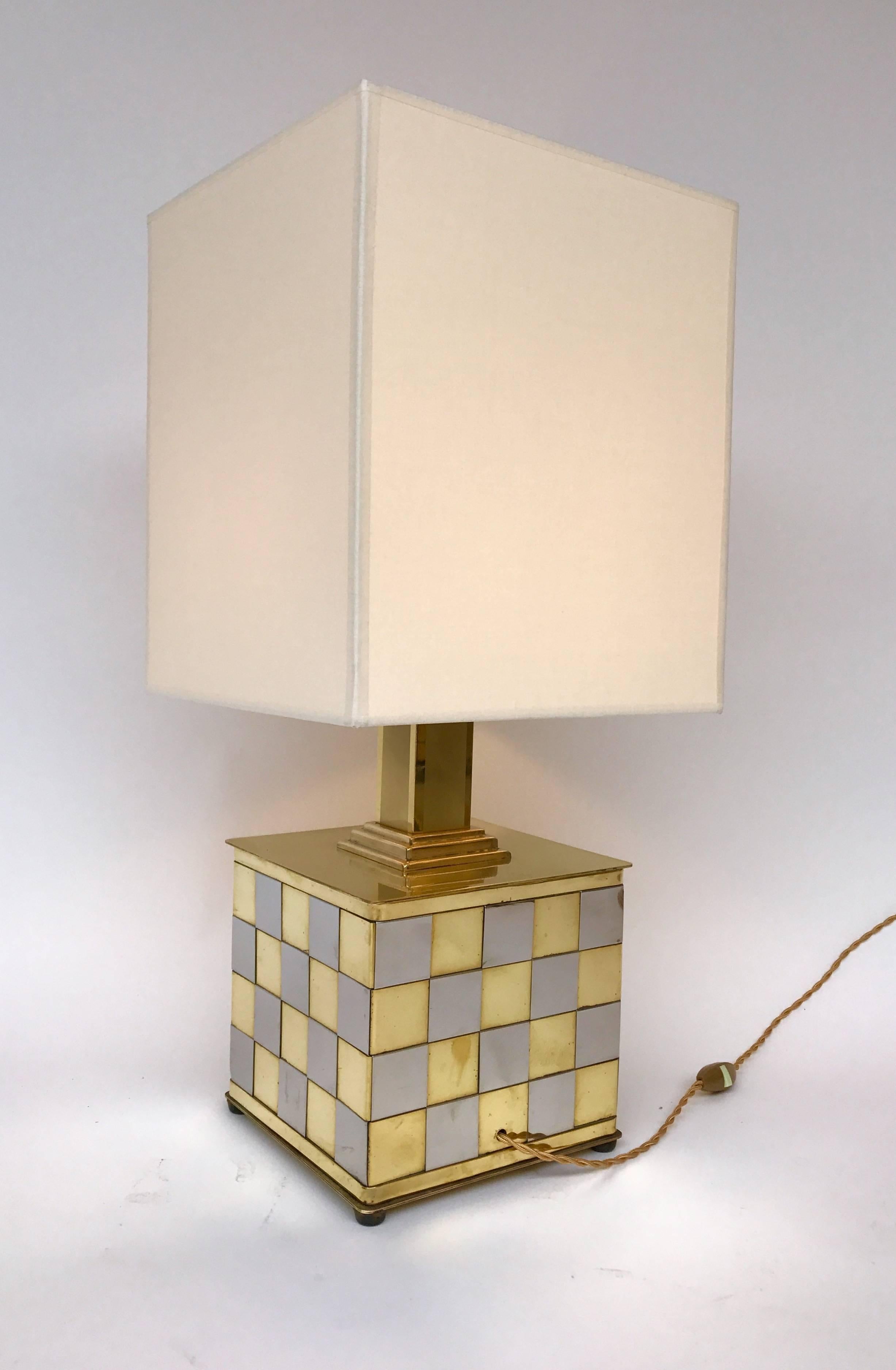 Pair of Brass and Chrome Lamps by Spadafora, Italy, 1970s In Good Condition In SAINT-OUEN, FR