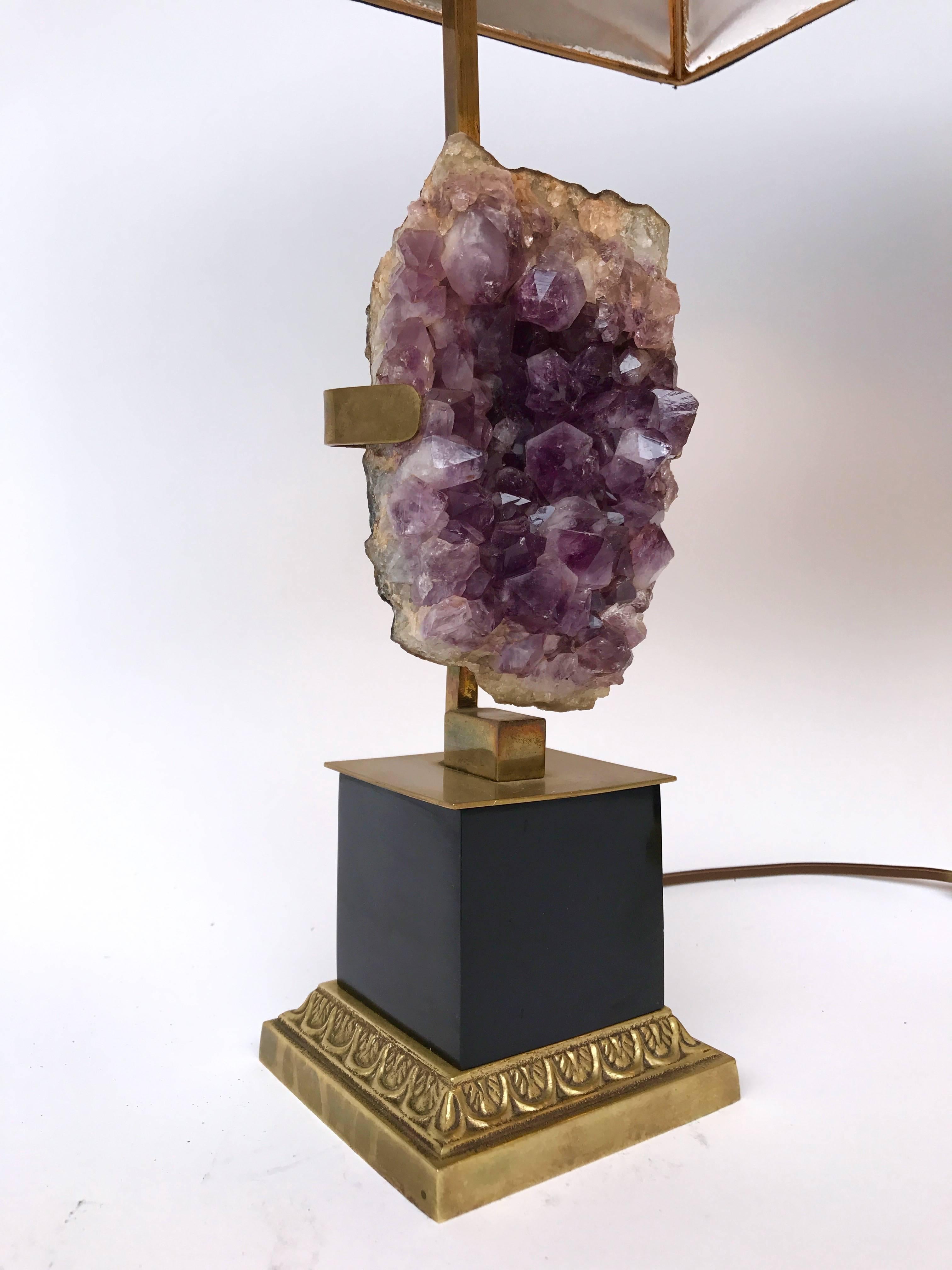 Mid-Century Modern Pair of Lamps Neoclassical Crystal Amethyst, France, 1970s