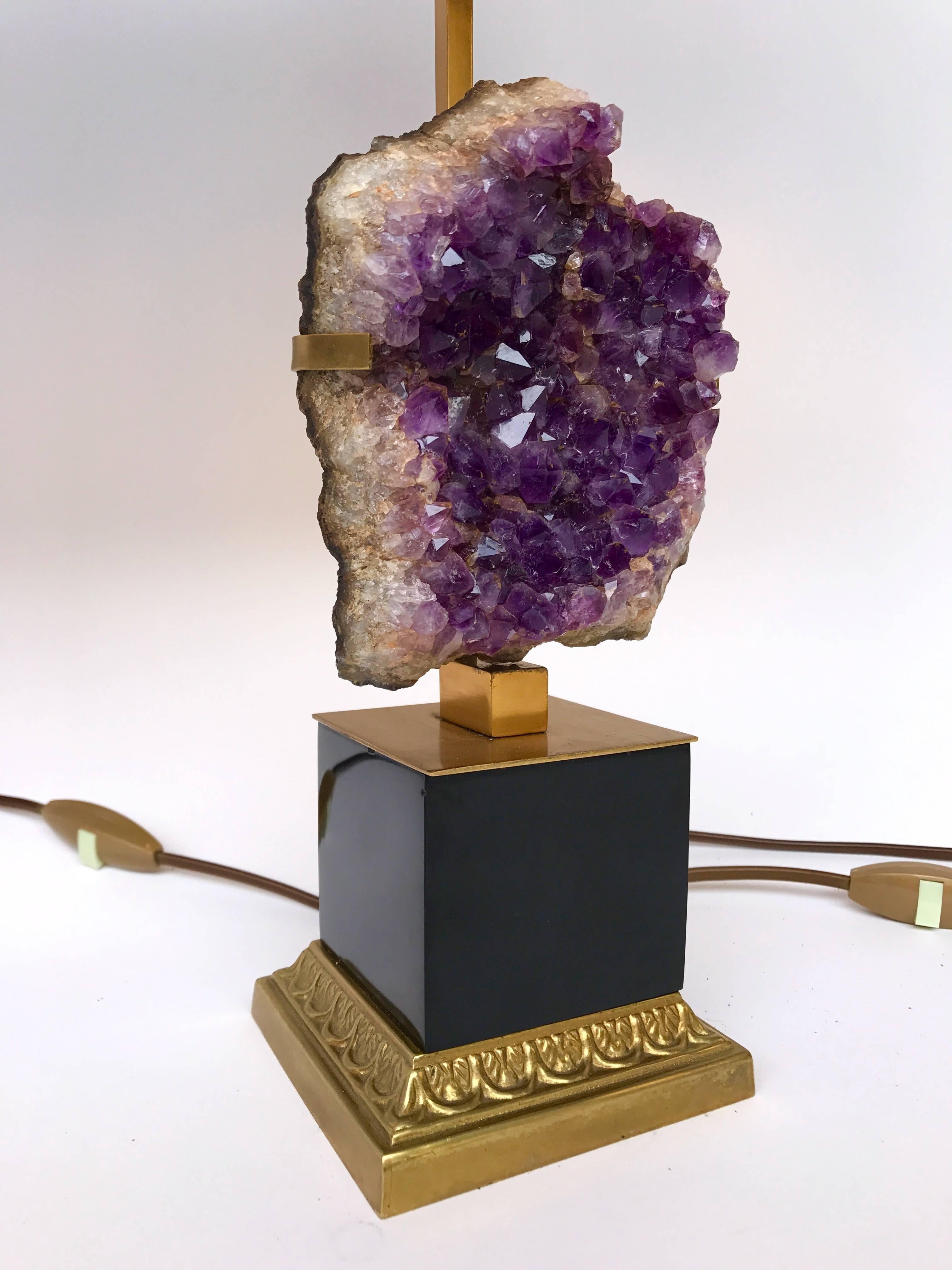 Pair of Lamps Neoclassical Crystal Amethyst, France, 1970s 1