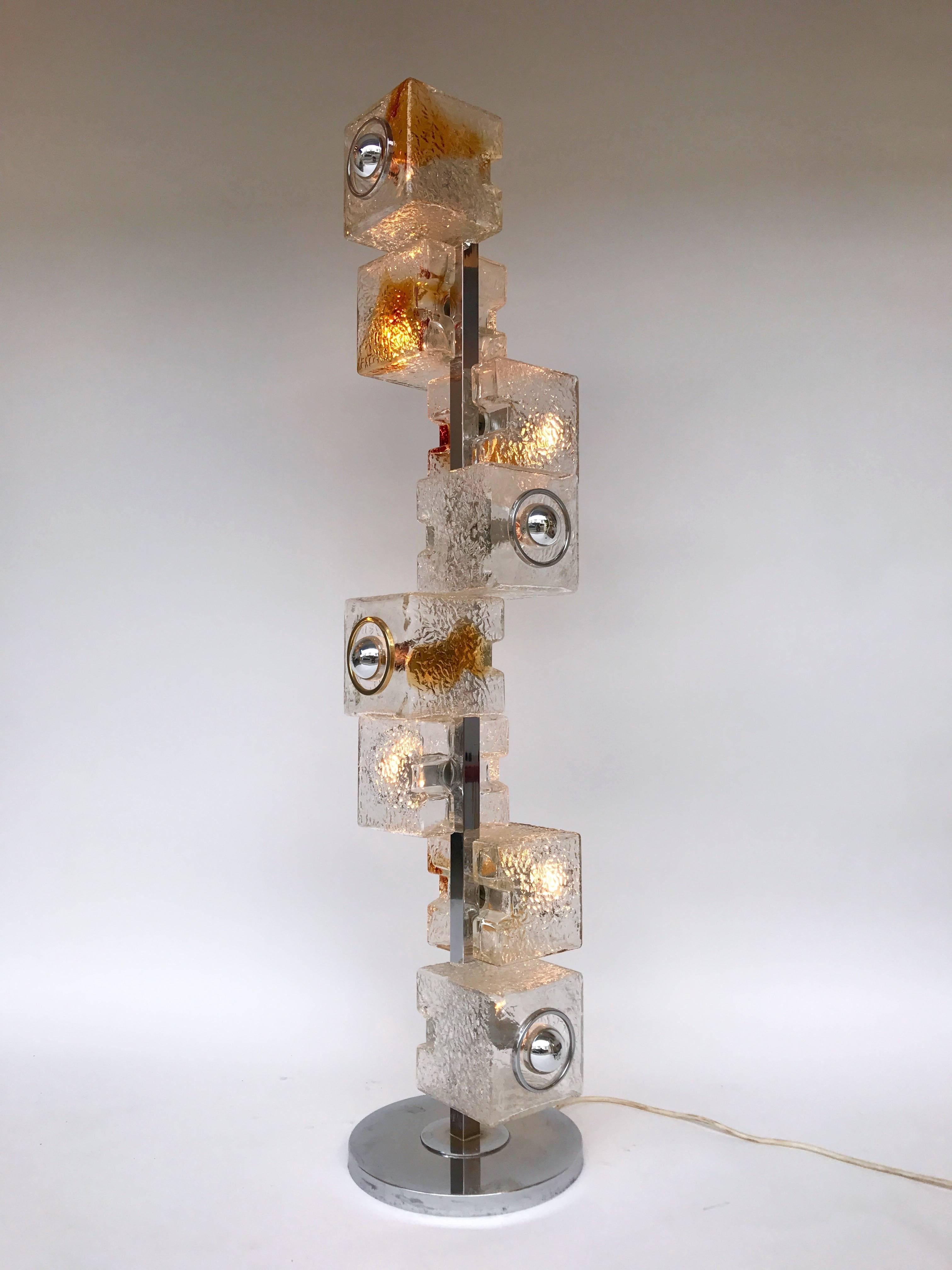 Chrome Floor Lamp by VeArt Murano, Italy, 1970s