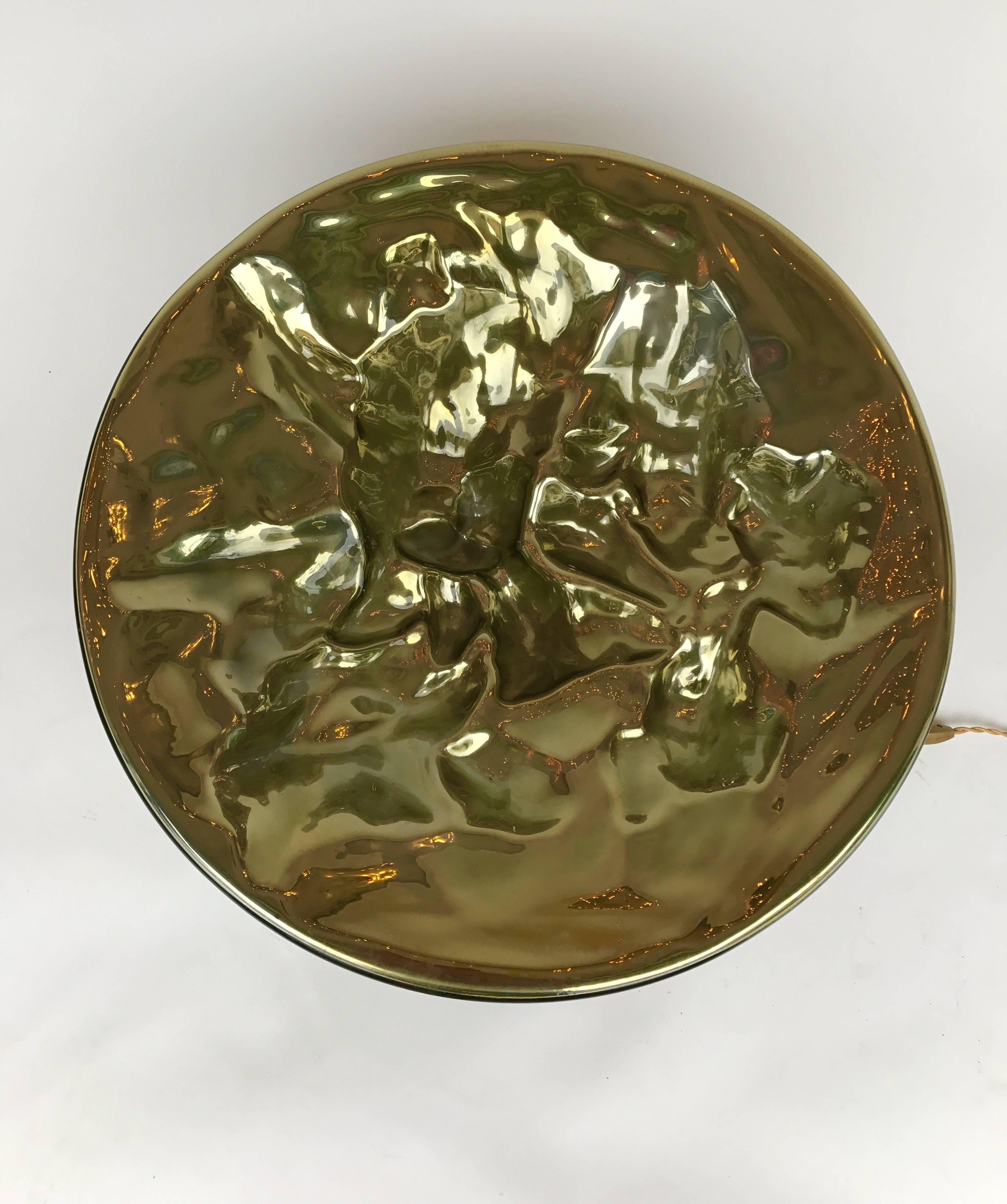 Art Glass Bowl Lamp Gold Murano Glass by Carlo Nason, Italy, 1980s