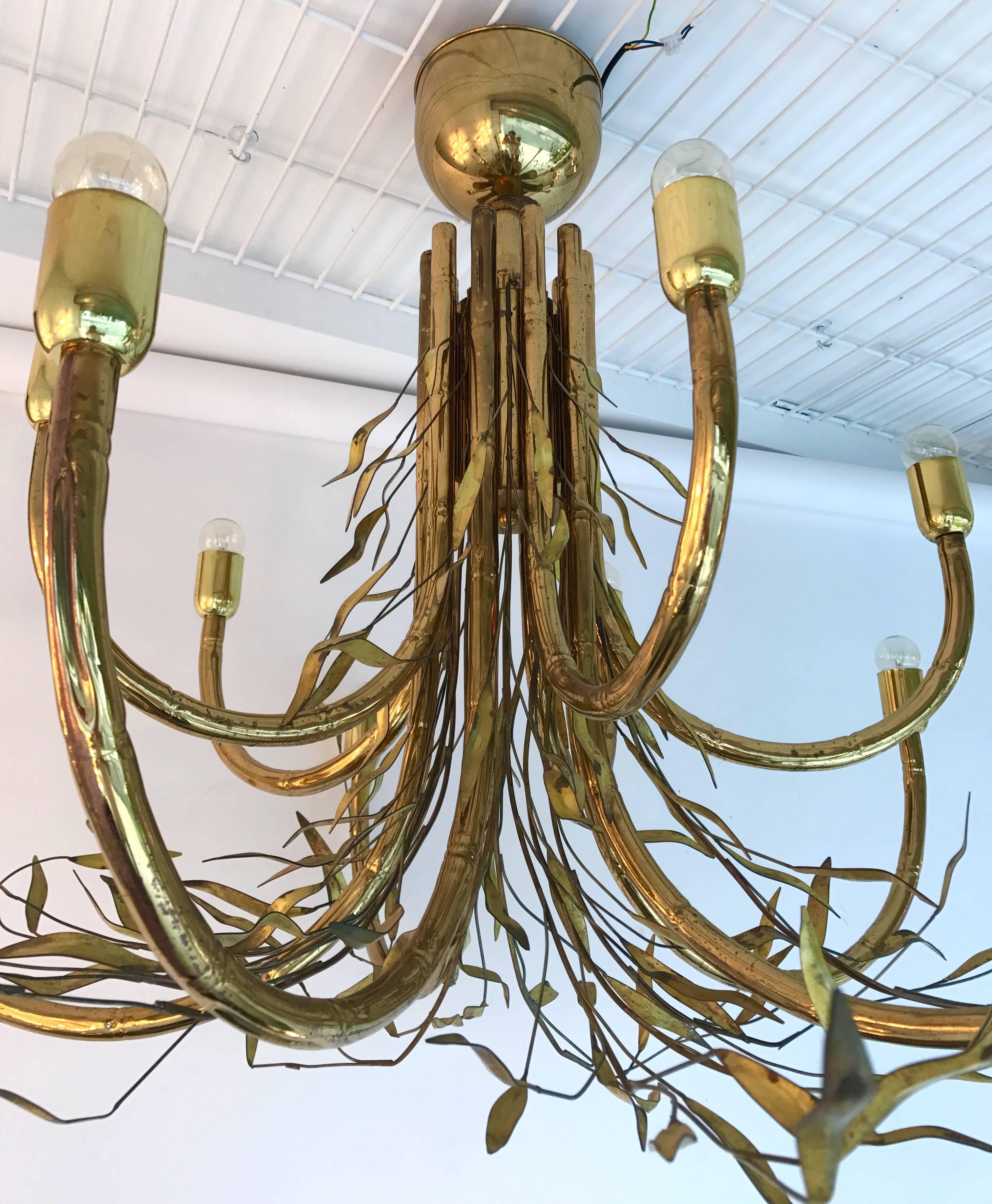 Chandelier Bamboo Brass, Italy, 1980s 3