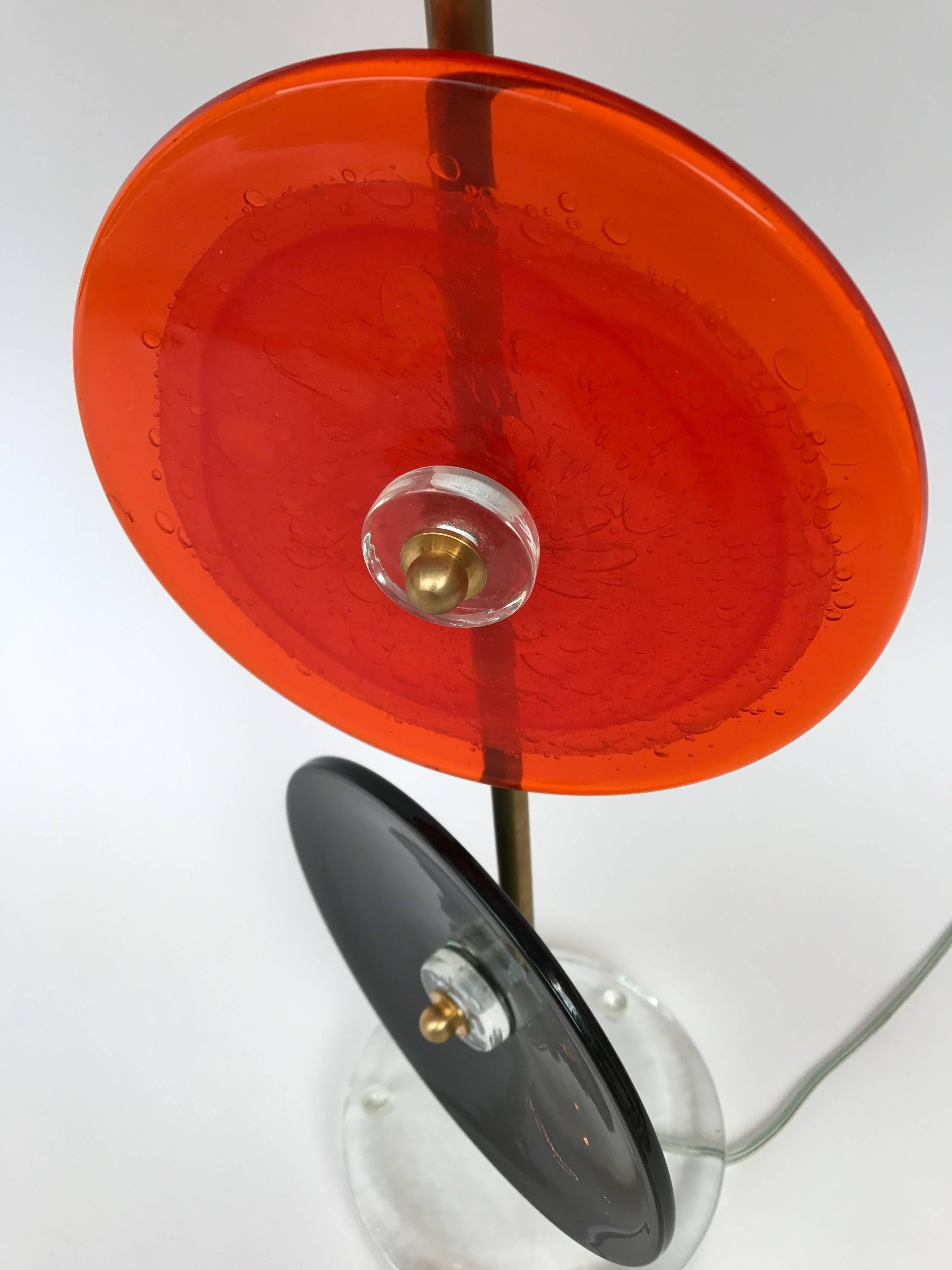 Pair of Lamps Murano Glass Disc; Italy, Contemporary 1