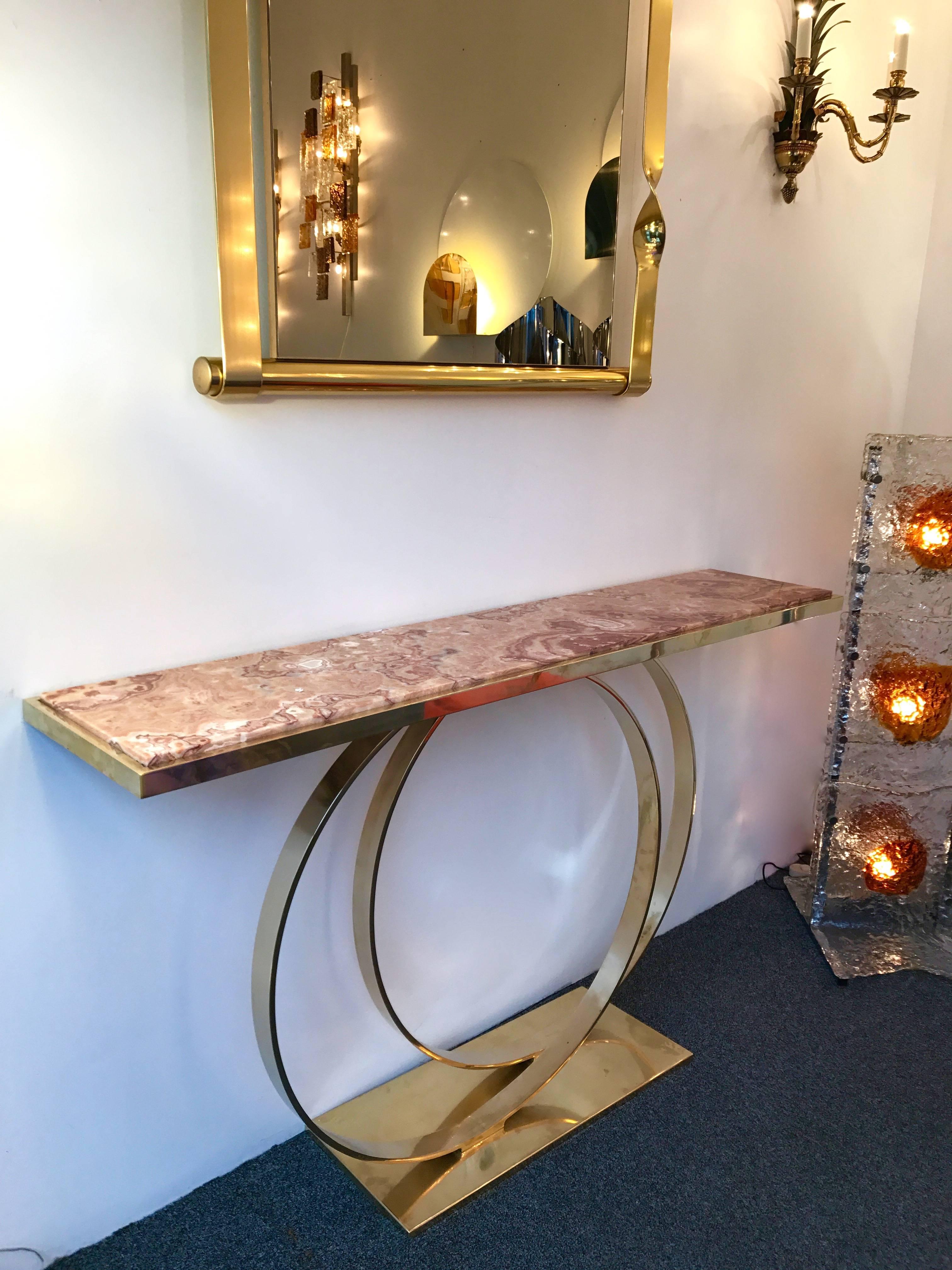 Contemporary Brass Console Two Circle, Italy 4