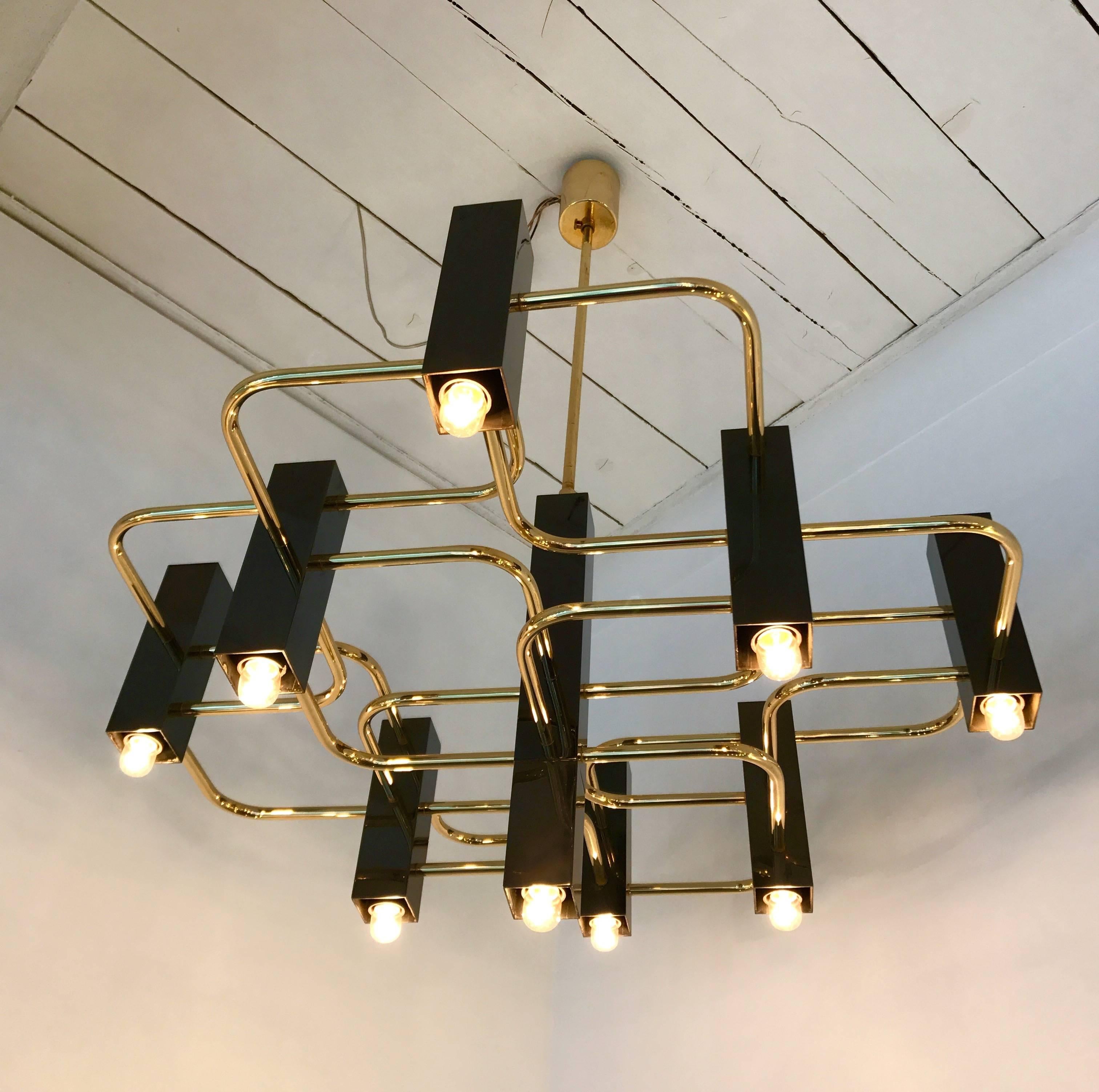 Late 20th Century Chandelier Brass by Sciolari, 1970s, Italy