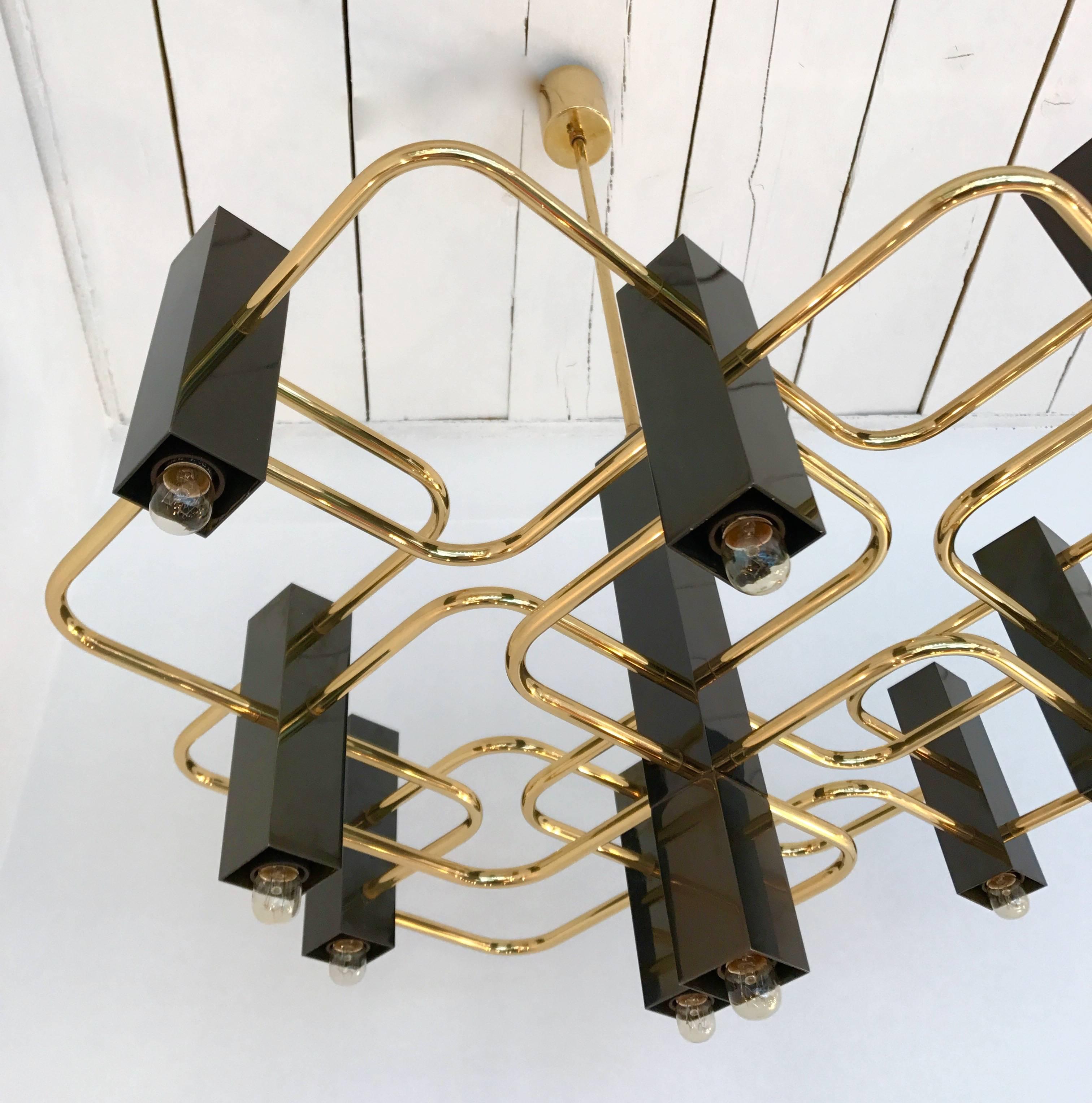 Chandelier Brass by Sciolari, 1970s, Italy 3