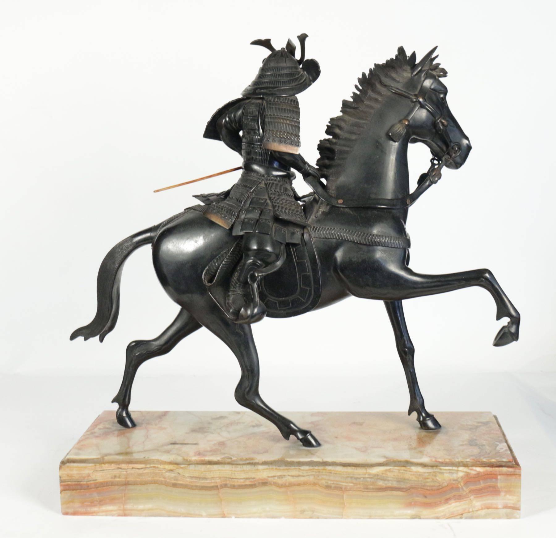 Metalwork Samouraï on His Horse, circa 1900 For Sale