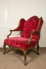 Large 20th Century Bergere Armchairs Regence Style with Ears