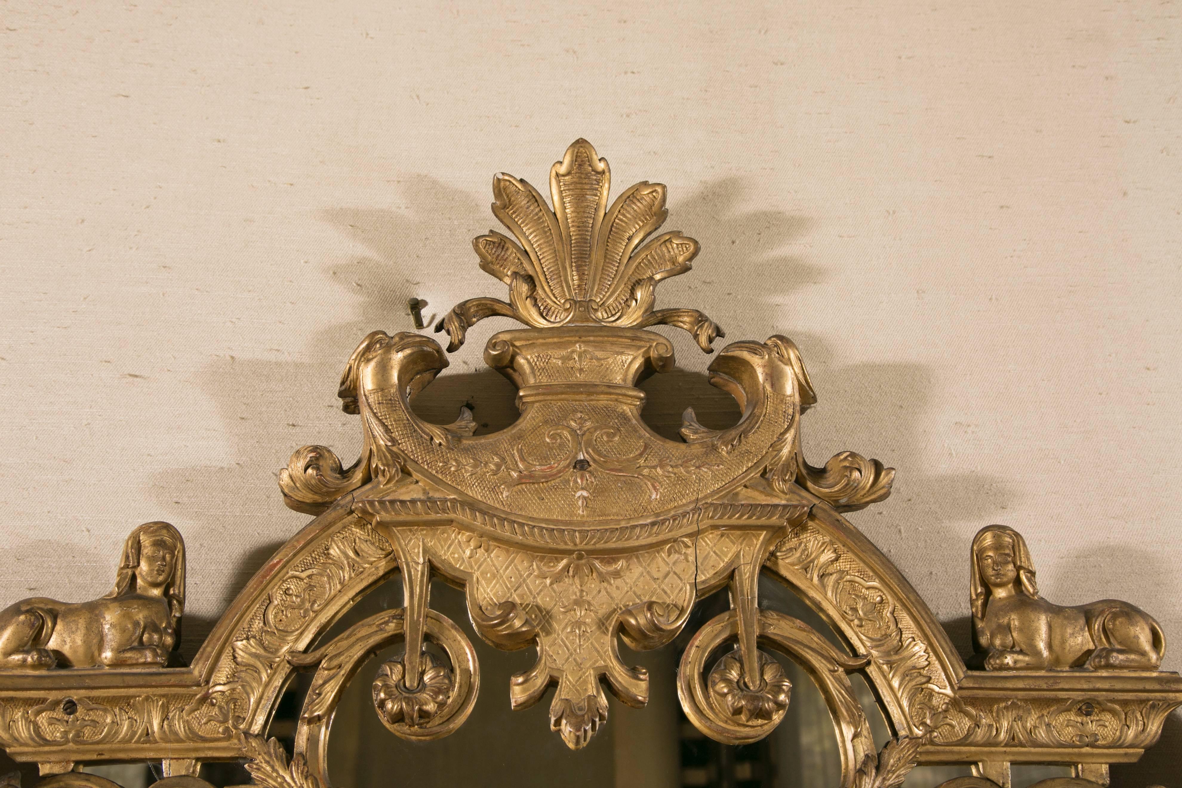 Louis XIV 19th Century French Regence Style Carved Giltwood Mirror with Parcloses For Sale