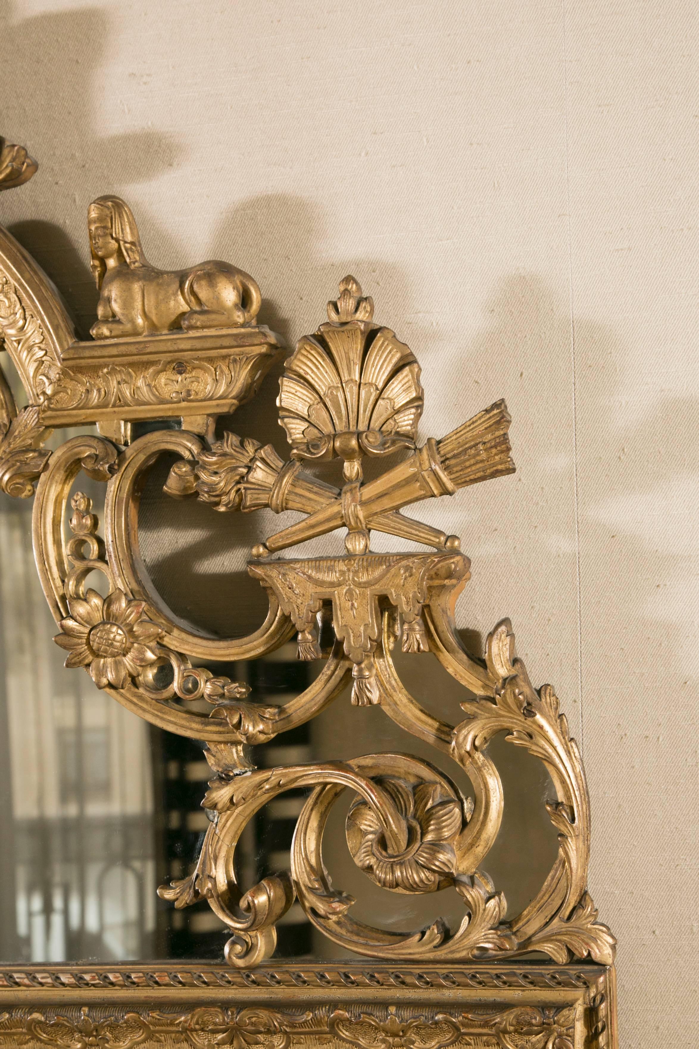 19th Century French Regence Style Carved Giltwood Mirror with Parcloses In Good Condition For Sale In Saint-Ouen, FR