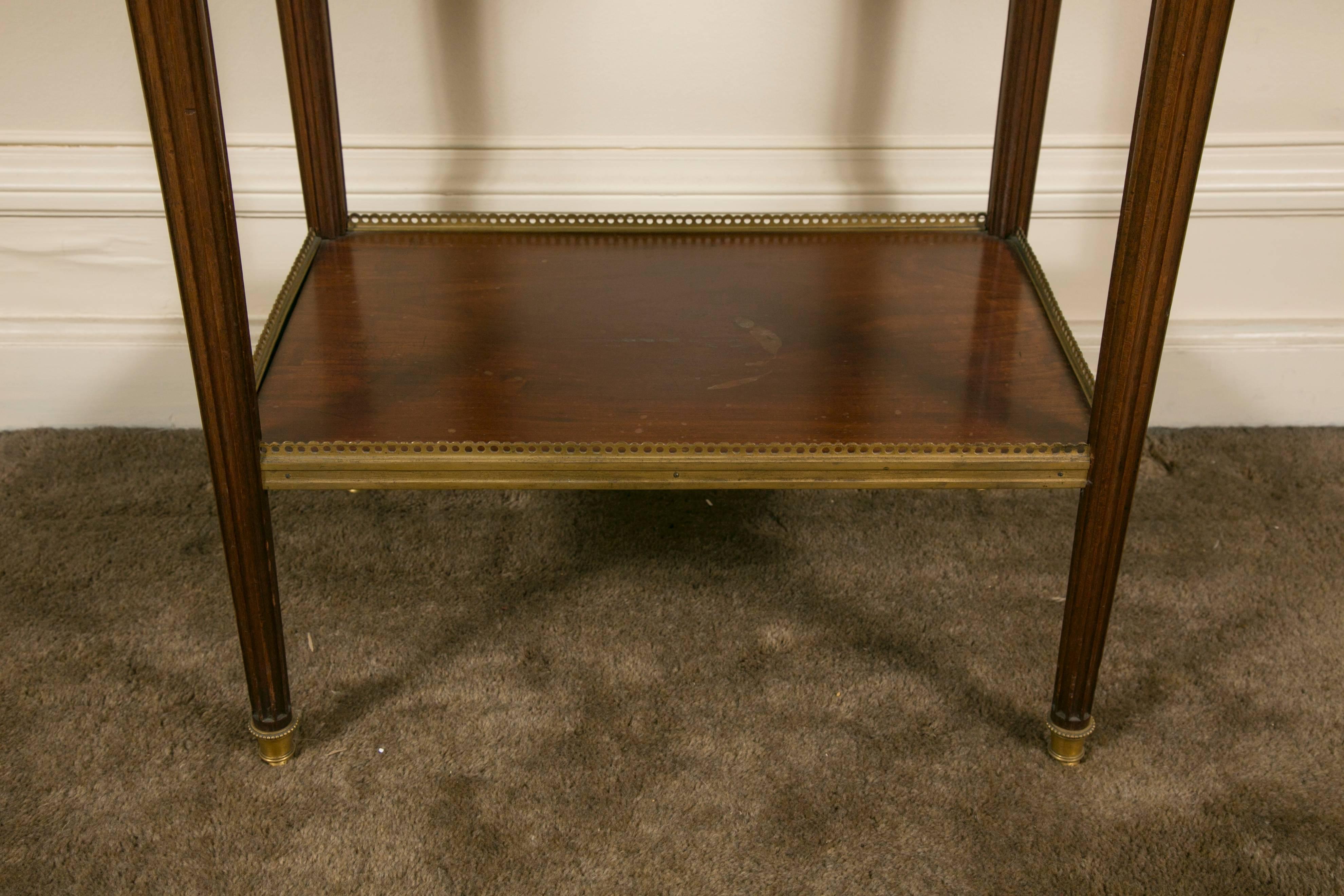 Gilt Pair of 19th Century Mahogany Marble-Top and Ormolu Side Tables