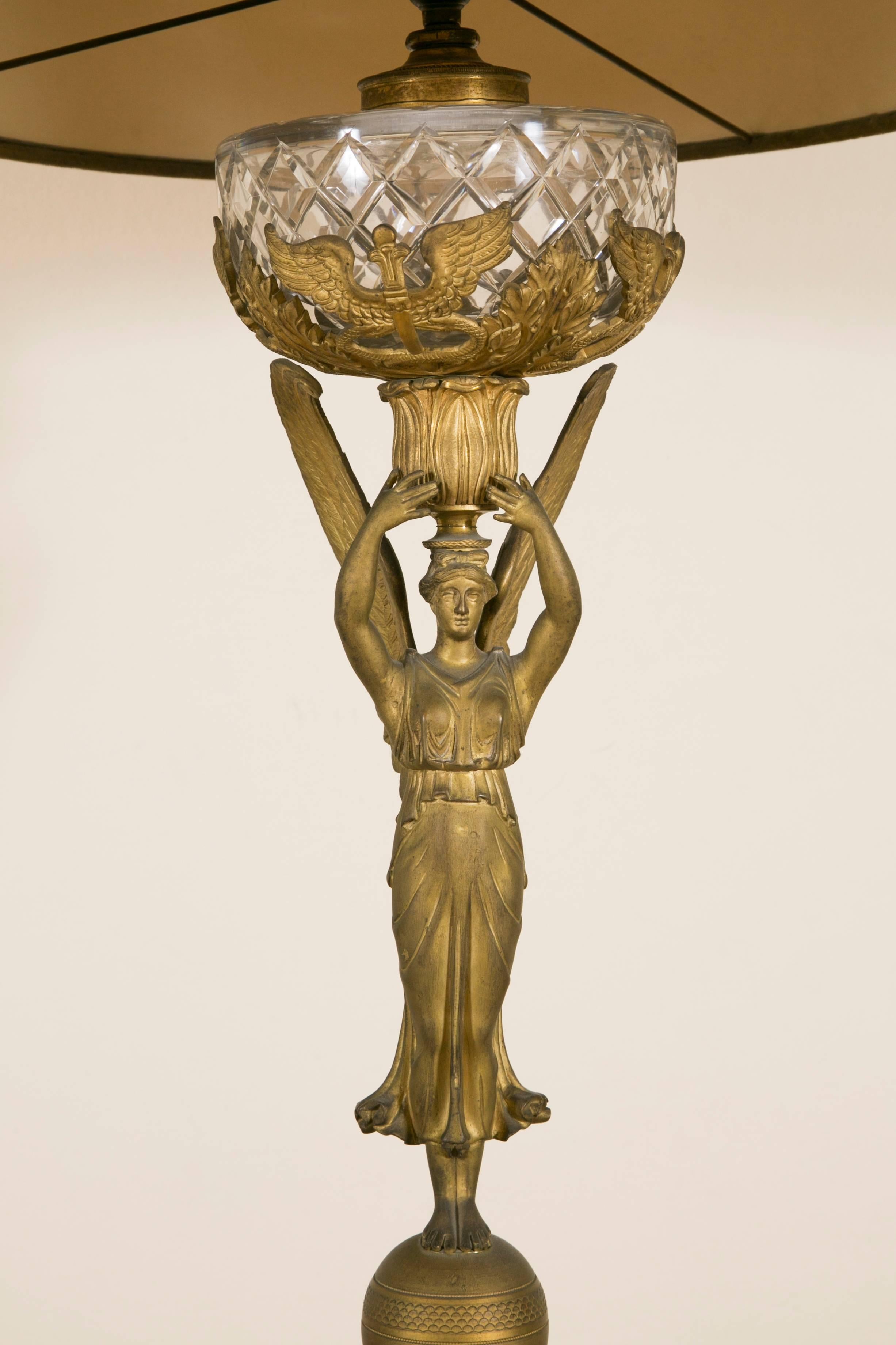 French Empire Gilt Bronze 19th Century Mounted Lamp Base