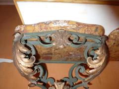 Pair of Wall Iron Consoles with Marble Top