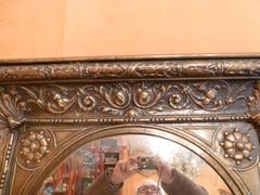 Dinandry Metalwork Brass Frame Mirror, 19th Century