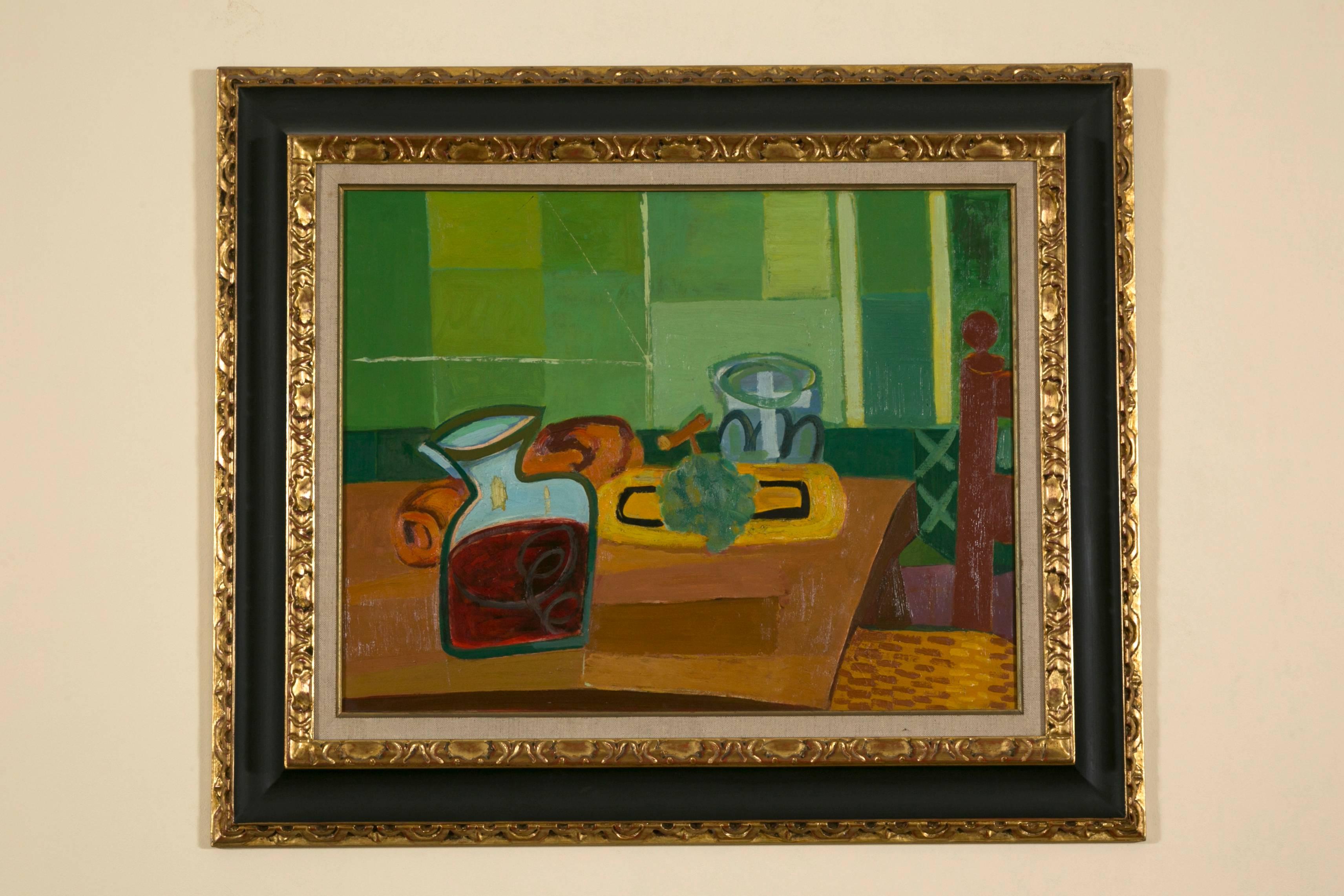 Louis Latapie, 1891-1972, oil on canvas with a wood frame
Signed on the back on the canvas
on the chassis table written Latapie 57 Avenue du Roulle, 1924
Painter known for the cubism and the abstraction influence on his painting,
always very