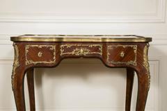 French Kingwood Marquetry and Ormolu Mounted LXV Style Table Signed Raulin