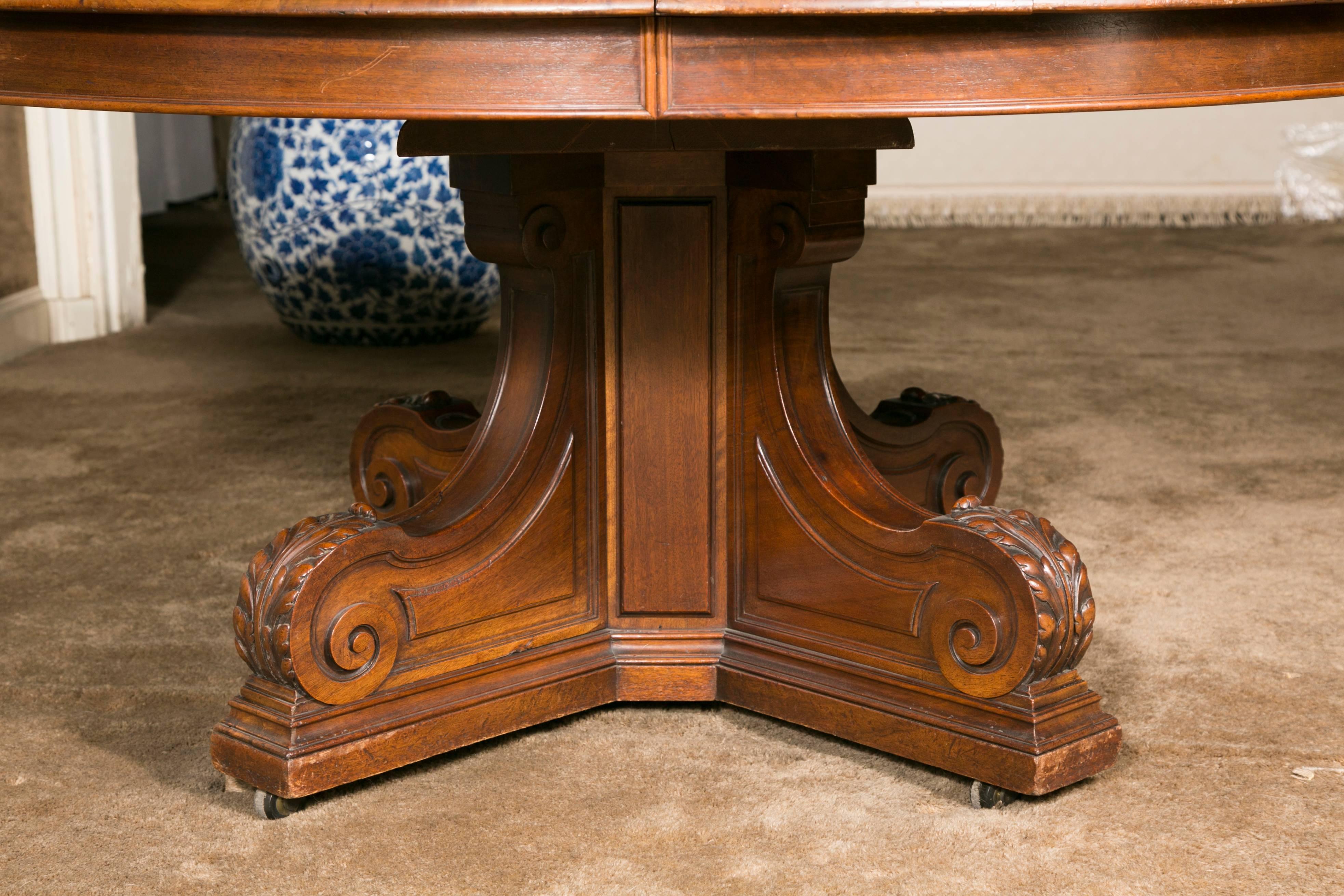 Directoire Extending Large Walnut Dining Room Table