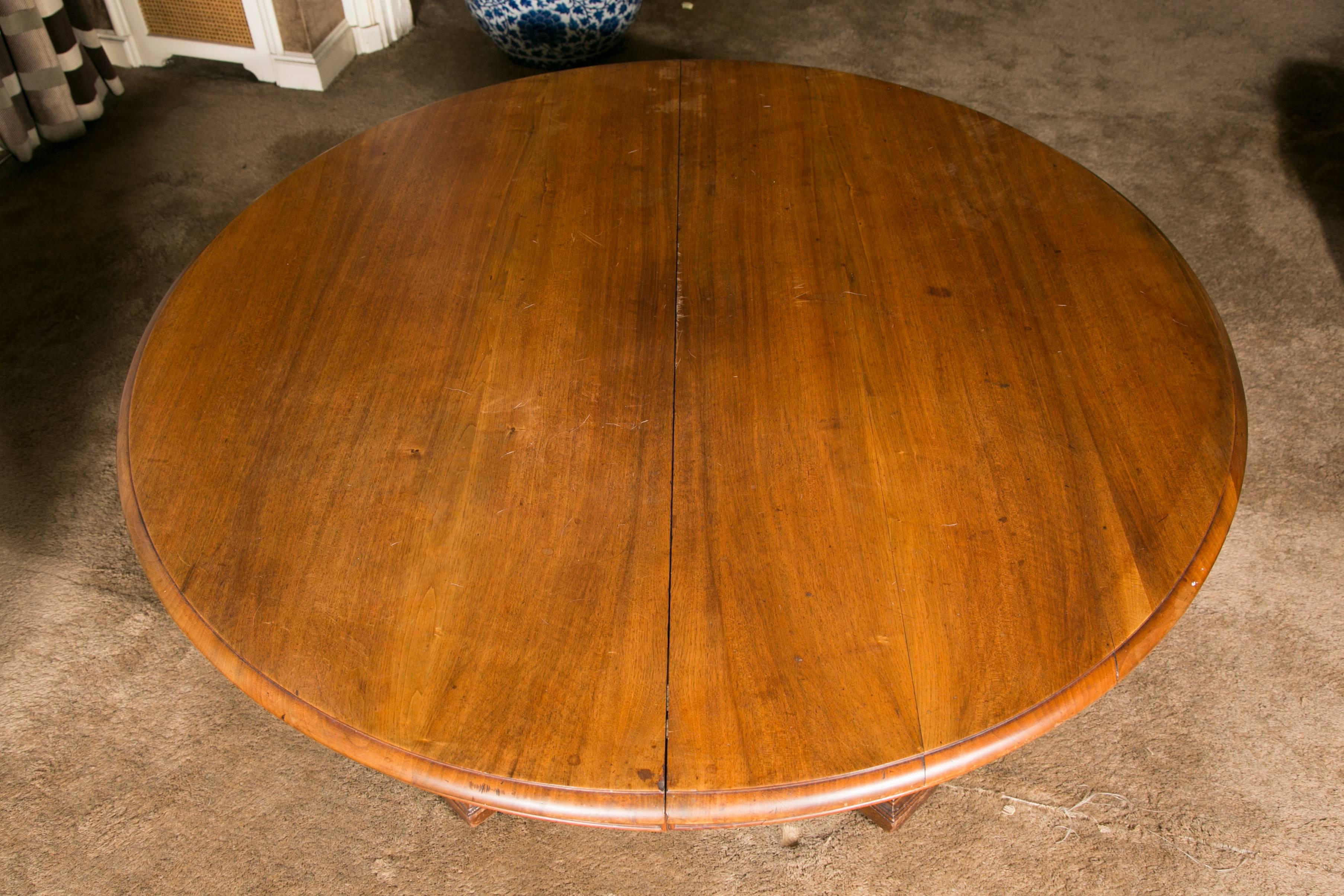 Patinated Extending Large Walnut Dining Room Table