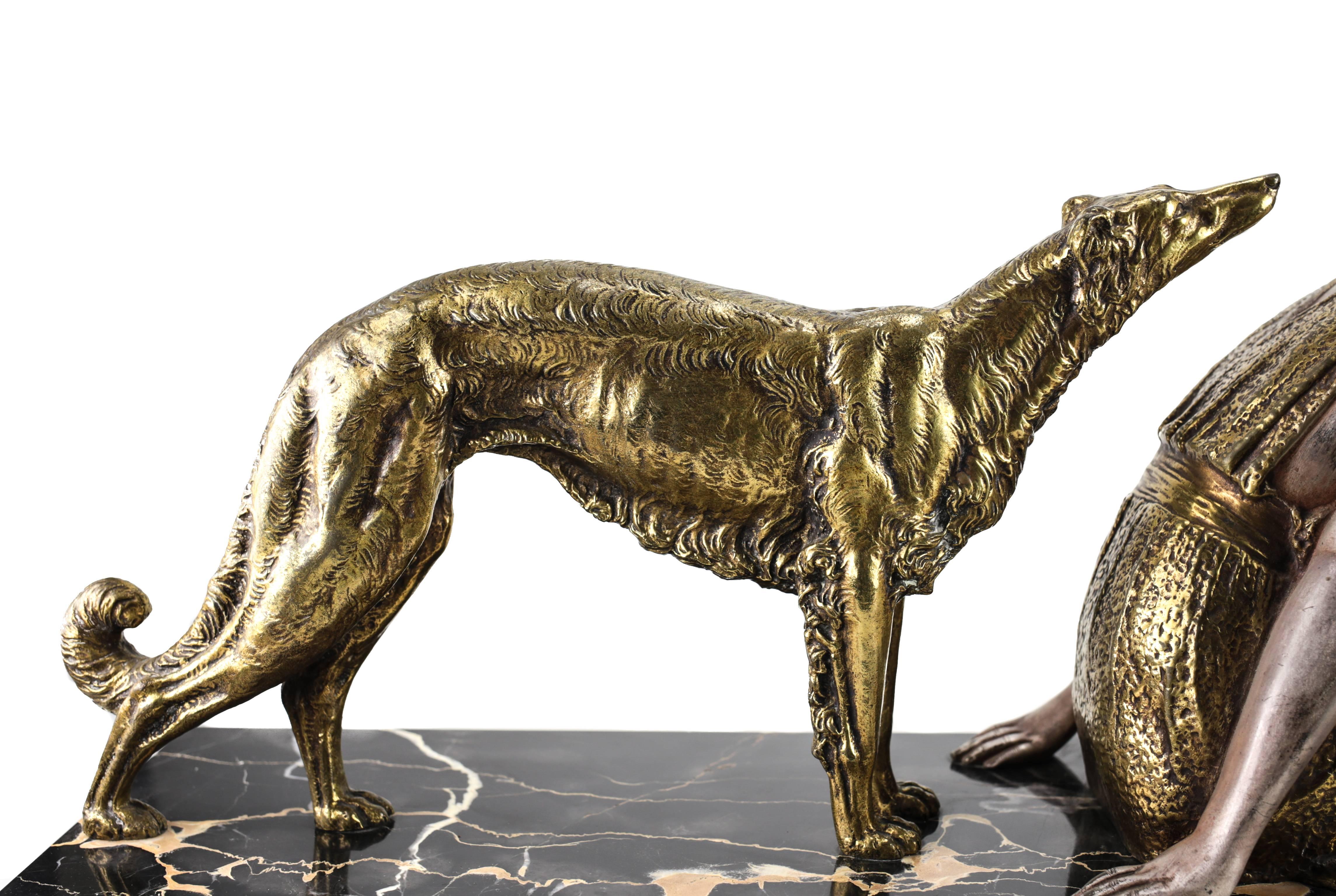 Art Deco Gilt Bronze and Silvered Sculpture by Dimitri Chiparus In Good Condition For Sale In Pasadena, CA
