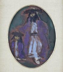 Expressionist Oil Painting of a Hasid and Son by Emmanuel Mané-Katz