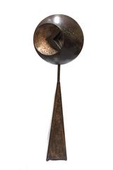 Patinated Abstract Bronze Sculpture "Brown Moon" by Gilad Ben-Artzi