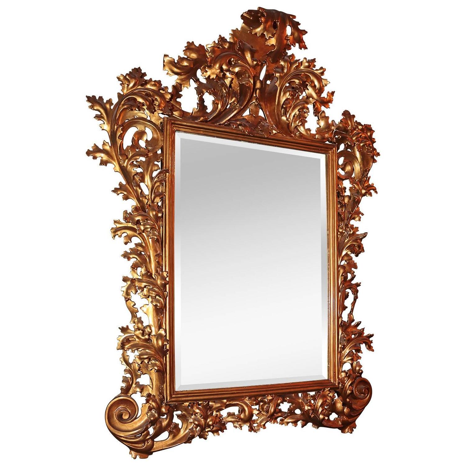 19th Century, French Gilded Rococo Wall Mirror For Sale at 1stdibs