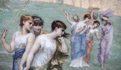 19th Century Oil Painting "Cupid and His Admireres" by Jean Ernest Aubert