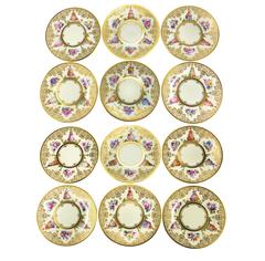 Vintage 12 Dresden Hand-Painted Dinner Plates by Abrosius Lamm